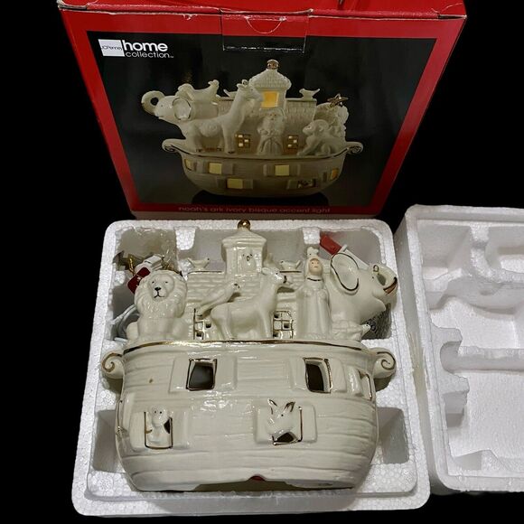 Noah’s Ark White Porcelain Bisque Accent Night Light JCPenney Home Collection - Picture 2 of 16